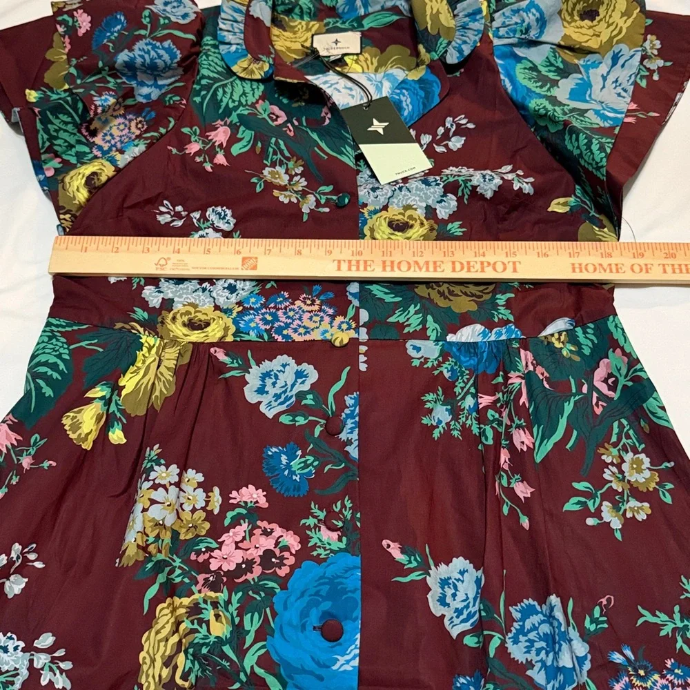 Tuckernuck Floral Alice Dress Oxblood Verdant 100% Cotton M NWT - Picture 5 of 6